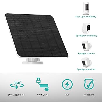 防犯カメラ Ring Stick Up Cam Battery& Solar Panel Amazon.com : Solar Panel for Ring Camera, 5W Camera Solar